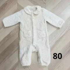 80 フリースロンパースCHOCOLAT CREME クリーム色　もこもこ