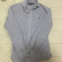 ポロラルフローレン チェックシャツ スリムフィット Sサイズ ネイビー