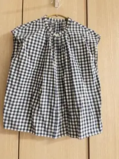 ネイビーとホワイト　ギンガムチェック　半袖比翼シャツ　アーバンリサーチ