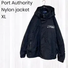 ポートオーソリティ ナイロンジャケット ドローコード XL フーディ 企業 刺繍