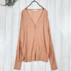 ☆グリーンレーベルリラクシング (F) Vネック カーディガン オレンジ 薄手