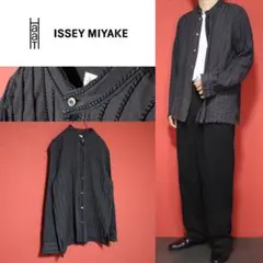 HaaT イッセイミヤケ スタンドカラー 立体デザイン ストライプシャツ