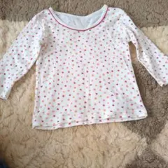 長袖肌着*白地にハート・花柄・ドット模様* 100cm