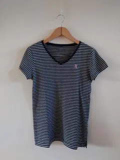 GIORDANO　ジョルダーノボーダー半袖Tシャツ　カットソー ワンポイント刺繍