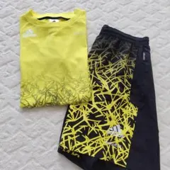adidas イエロー ブラック Tシャツ ショートパンツ セット