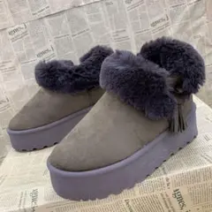 新品★レディース★LLサイズ★軽量 裏ボア 厚底ムートンブーツ 焦茶色 526