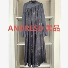 ANDRESD アシンメトリータックドレス　チャコールグレー　ワンピース　長袖