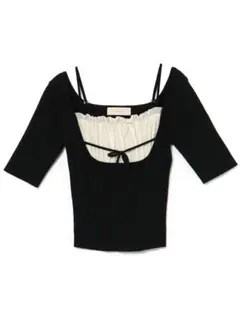 即日発送❣️ andmary Mewfrill tops black アンドマリー ANDMARY】Mew frill tops