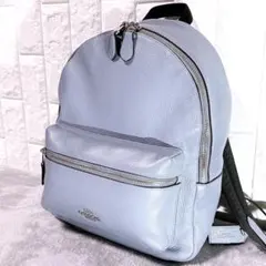 希少色【極美品】コーチ チャーリー リュック シボ革 水色 シルバー