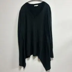 NEW YORK & COMPANY変形アシンメトリー Vネックニット L 黒