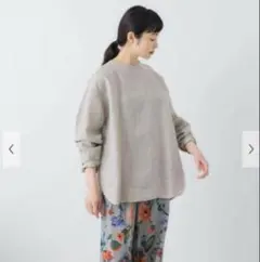 新品タグ付◇ かぐれ シアーリネンワイドプルオーバー L.GRAY DOORS