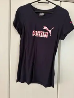 PUMA 半袖 Tシャツ ネイビー ヒョウ柄ロゴ Mサイズのサムネイル