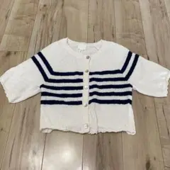 H&M ストライプ クロップドカーディガン M