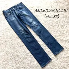 L4【アメリカンホリック】デニムスキニーパンツ　ブルー　ストレッチ　XS