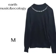 【earth music&ecology】ビジュー付きハーフタートルニット M