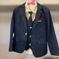 ネイビー ストライプスーツ 120cm ベスト付き