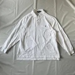 【超特大2XLT】ポロラルフローレン 長袖ポロシャツ 白 トールサイズ 穴あり