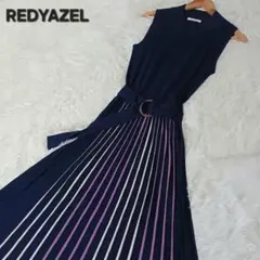 美品★REDYAZEL ノースリーブ ニットワンピース プリーツ ネイビー