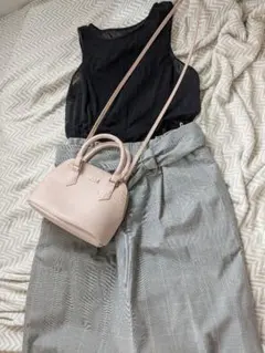 【最終処分1/25迄】ウエストリボンベルト付きチェック柄タイトスカート