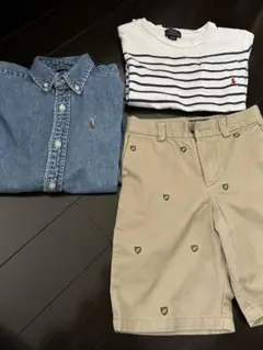 ラルフローレン130 男の子　デニムシャツ・長袖シャツ・ショートパンツ　3点