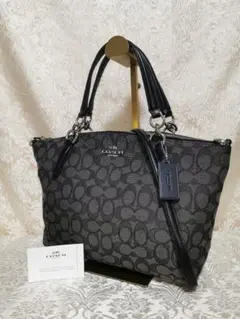 コーチ　2WAY　ショルダーバッグ　肩掛け　キャンバス　レザー　F58283