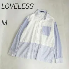 LOVELESS　クレイジーパターンストライプ切替シャツ　長袖　日本製　訳ありのサムネイル