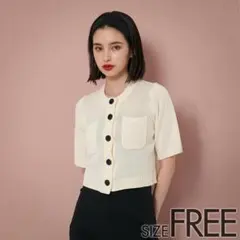 【美品／EMMEL REFINES／25SS】ポケット＆ボタン 半袖カーディガン