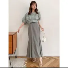 dazzlin ダズリン　シアーチェックコンビセットワンピース