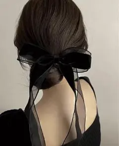 ヘアアクセサリー　リボン　ベロア　バレッタ　結婚式