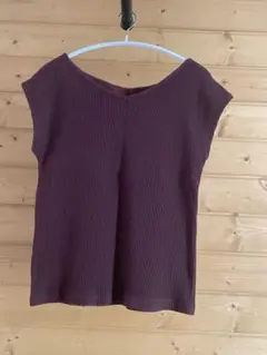 GU リブフレンチTシャツ　ダークブラウン　Lサイズ
