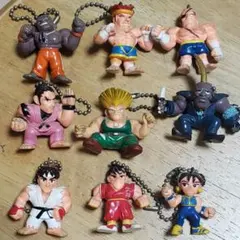 当時物・正規品 ストリートファイターII ミニフィギュアキーホルダー 9体セット ストリートファイター2フィギュア12種13体セットCAPCOMカプコン当時物