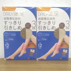 Daily満足 着圧ストッキング 6足(3足組×2)L〜LL サワーベージュ