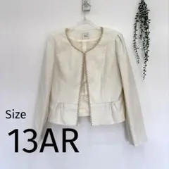 ノーカラージャケット　LL 入学式　入園式　フォーマル　スーツ　白