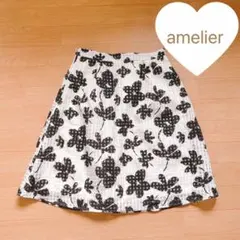 【美品】amelier 花柄 オーガンジー フレアスカート Mのサムネイル