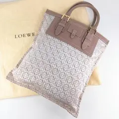 美品　ロエベ　リピートアナグラム　トートバッグ　レザー キャンバス　LOEWE