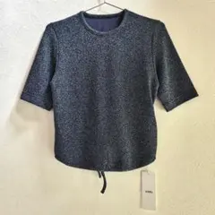 コエル バックオープングリッターTシャツ ラメ ニット 半袖 青 フリーCOELのサムネイル
