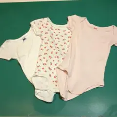 プチバトー　ベビー肌着 3点セット 半袖 6ヶ月