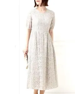 美品♡ＡIM E R（エメ） 袖付きVネックレースパーティードレス　Mサイズ