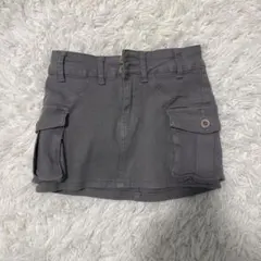 カーゴミニスカート グレー ポケット 付き　台形スカート