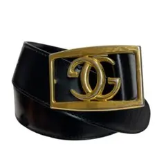 美品 GUCCI 2596 ベルト インターロッキング ゴールド金具 ブラック