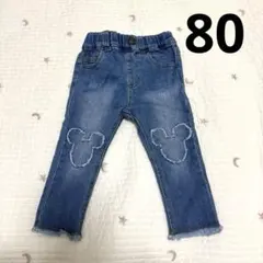 美品★プティマイン petit main ミッキー デニムパンツ 80cm