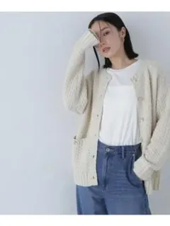 NATURAL BEAUTY BASIC ツイーディーボクシーカーディガン FRのサムネイル