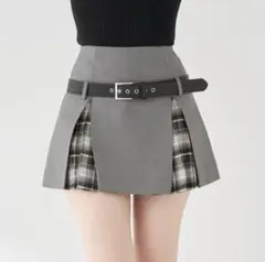 Darich ダーリッチ チェックドッキングミニスカート グレー Sサイズ