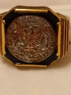 16号 イーグル ゴールド✕ブラック 八角形 リング 指輪