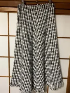 フレアスカート 白黒チェック ツイード風