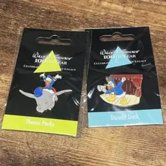【即購入可⭕️】ウォルト・ディズニー 100周年 ピンバッジ2個セット【ドナルド】