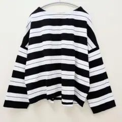 【美品】AMERICAN HOLIC ボーダー柄カットソー ブラック×ホワイト
