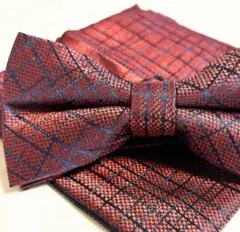 蝶ネクタイ メンズ 結婚式 赤 ボルドー レッド チェック 二次会