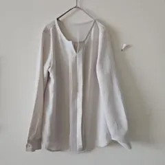 ライトベージュ Vネック 長袖シャツ S