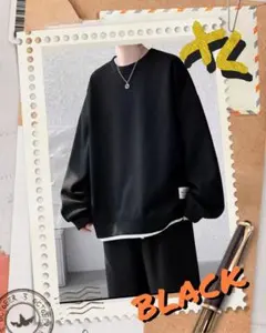 XL ブラック メンズセットアップ スポーツウェア 無地 ホームウェア